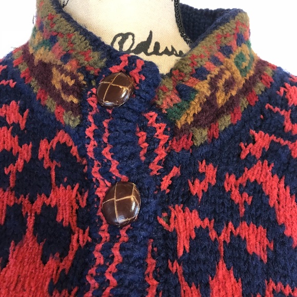 J.peterman Company sz m long batik sweater button - Picture 3 of 6